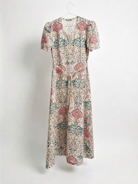 Sandro Irya Floral-print Pink Green Patterned Maxi Long Printed Dress Size 36 FR